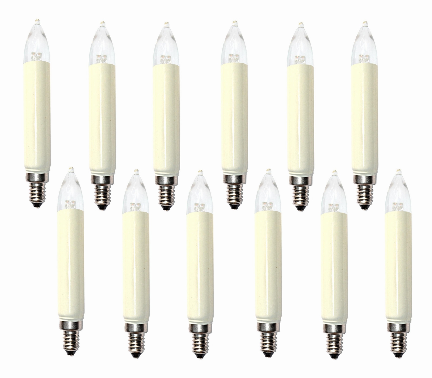 12 Stück LED Schaftkerze Kerze 1,1 W 8-34 V E10 Schwibbogen Lichterkette NEU